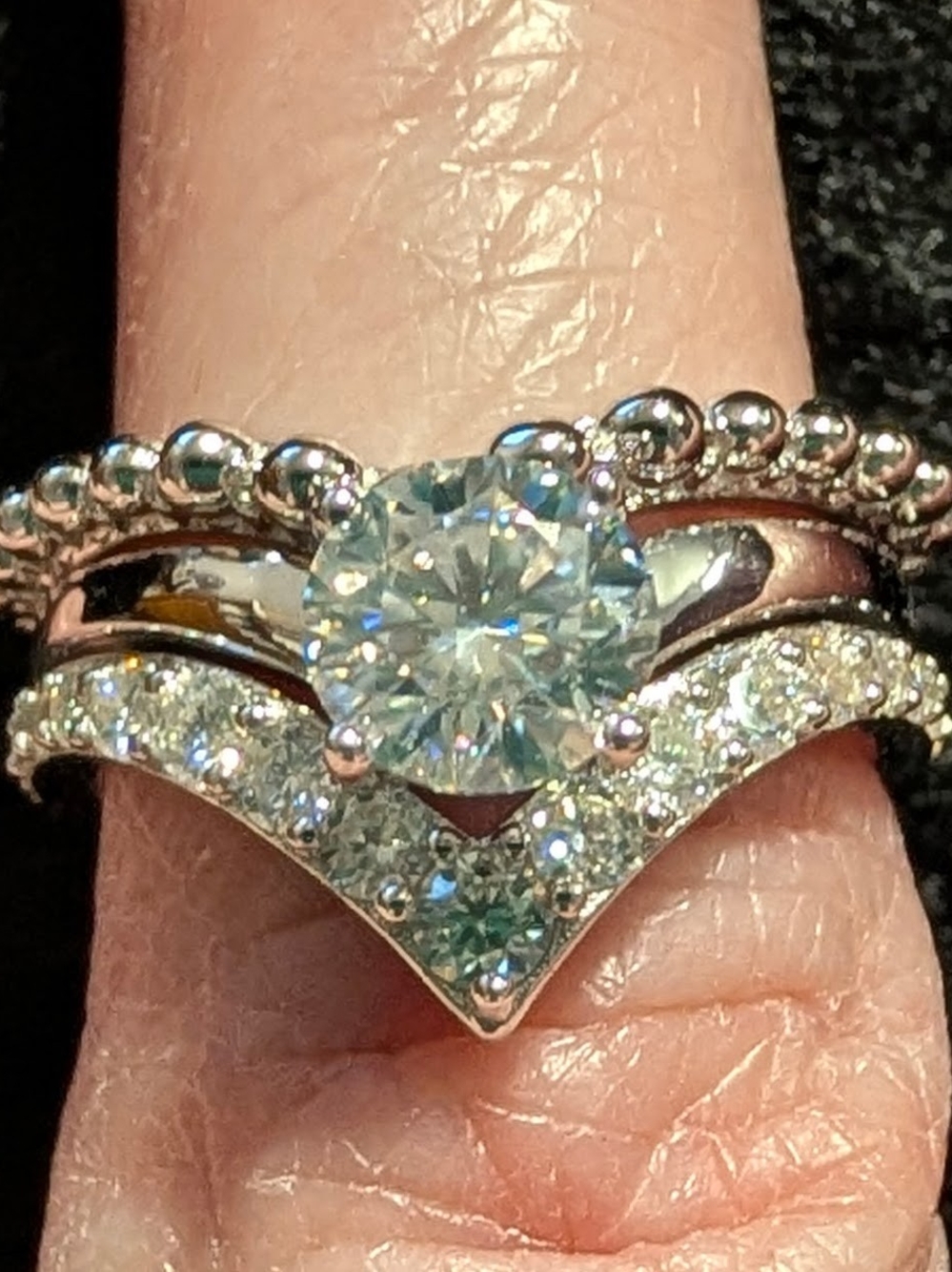 3-Piece Moissanite Ring, 1.26ctw diamond equivalent weight
